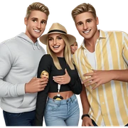 smiling girl with boys sticker