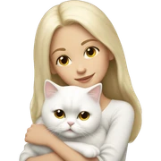 Blonde girl snuggling white Persian cat sticker