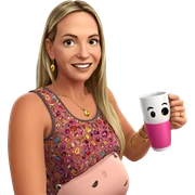 smiling girl with jewelry cup sticker