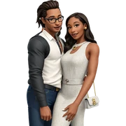 couple in stylish outfits sticker