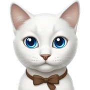 White cat blue eyes with brown bow at neck sticker