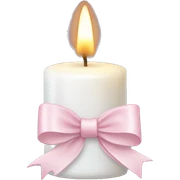 white candle with a light pink bow around it sticker
