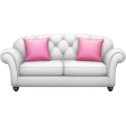 white sofa with a pink pillow sticker