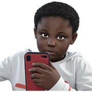 dark-skinned boy with phone sticker