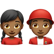Girl and boy wearing red uniforms  sticker