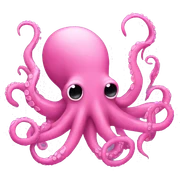 Pink octopus and pink crocodile together  sticker