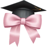 College degree hat with a light pink bow sticker