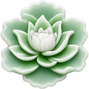 A white Chinese style water-lily-patterned jade ornament sticker