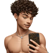 topless boy with jewelry and phone sticker