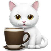 white kitty drinking coffee  sticker