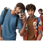 boys taking a selfie together sticker