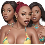poolside bikini girls posing sticker