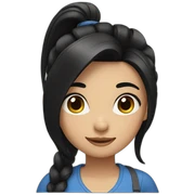 A girl with black hair and ponytail sticker