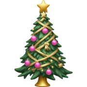 Pink Christmas tree gold sticker