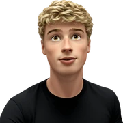 blonde boy indoors with cup sticker