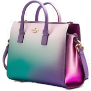 Realistic metallic teal purple pink ombre Kate Spade satchel purse without strap. sticker