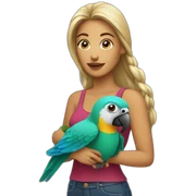 Woman with parrot sticker