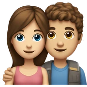A Girl with brown hair and Blue eyes Kissing a Boy with brown hair and brown eyes  sticker