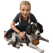 happy girl with dog sticker