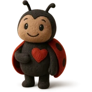 soft and huggable love bug, plush portrait style sticker