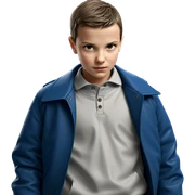 boy in jacket with collar sticker