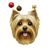Yorkshire terrier and Christmas tree sticker