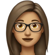 woman with brown shoulder long hair and glasses sticker