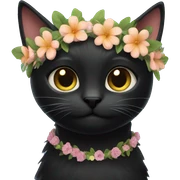 black cat with flower crown sticker