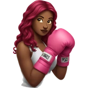 Beautiful tattooed  burgundy long haired woman boxing with pink gloves sticker