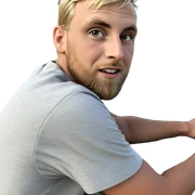 blonde boy outdoors with beard sticker