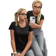 blonde girls with accessories sitting sticker