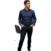 male in collared shirt indoors sticker