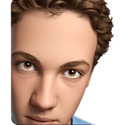brown-haired boy portrait close-up sticker