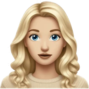 White women, long blonde balayage hair, no smile, blue eyes, beige sweater sticker