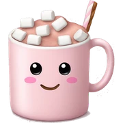 Light Pink mug of hot chocolate with marshmallows  sticker