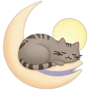 pusheen sleeping on a moon sticker