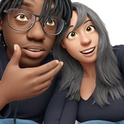 playful couple with smiles sticker