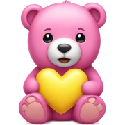 Pink bear holding yellow heart sticker