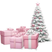 Light pink Christmas gifts under a white Christmas tree  sticker