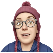 girl in glasses with hat sticker