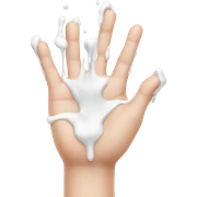 milk dripping directly off palm of hand with 5 fingers sticker