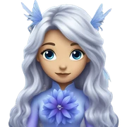 Beautiful, blue flower, fairy, blue, silver, purple, long hair, big wings sticker