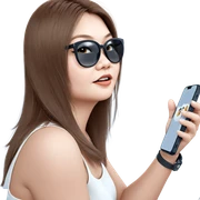 stylish girl with smartphone sticker