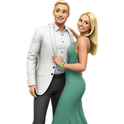 happy couple in outdoor setting sticker