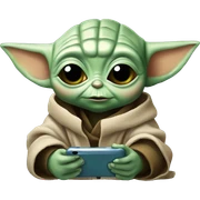baby yoda looking at cell phone sticker