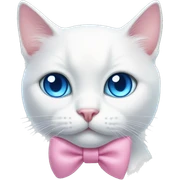 white cat with blue eyes and a pink bow  sticker