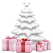 Light pink Christmas gifts under a white Christmas tree  sticker