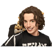 smiling boy with stuffed toy sticker