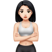 White girl with black hair gym sticker