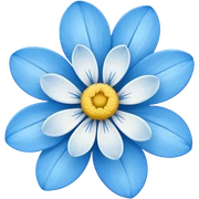 white blue  flower without yellow sticker
